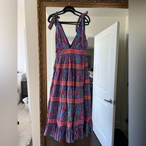 NWOT Farm Rio Blue Macaw Midi dress